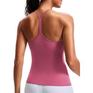 JOYSPELS Workout Tank Tops for Women with Built in Bra, Slim Fit Racerback Athletic Yoga Cami, Buttery Soft Activewear (Pink, 19)