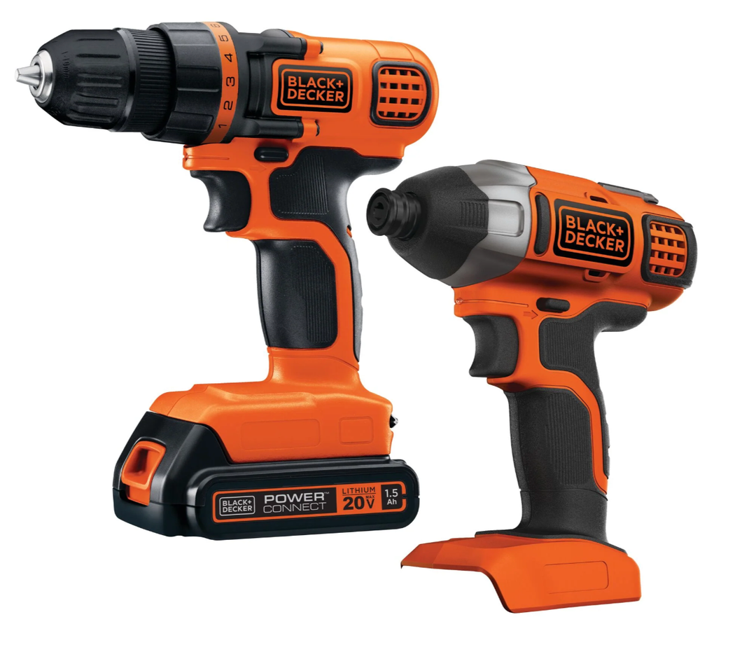 BLACK+DECKER 20V MAX Cordless Drill and Impact Driver, Power Tool Combo Kit with Battery and Charger (BD2KITCDDI)