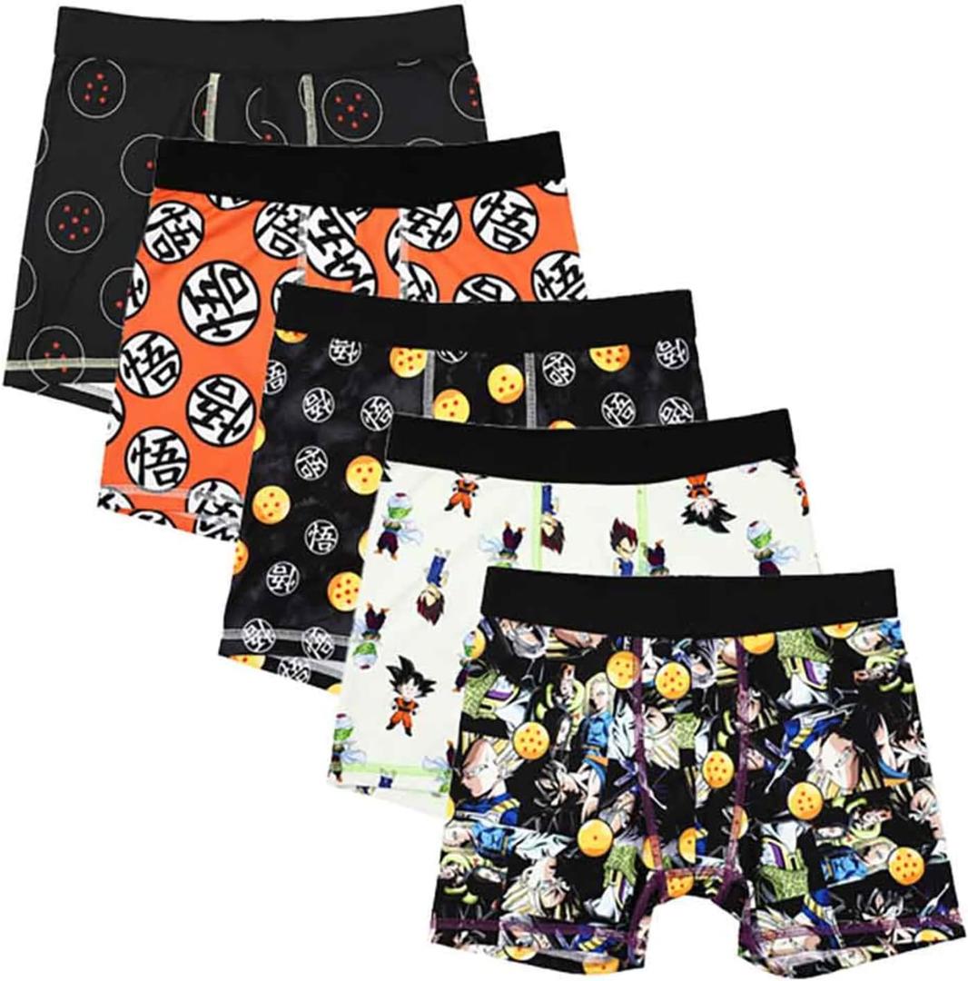 Bioworld Dragon Ball Z Anime Heroes Multipack Boys Boxer Briefs Boxer Shorts (Medium, Black)