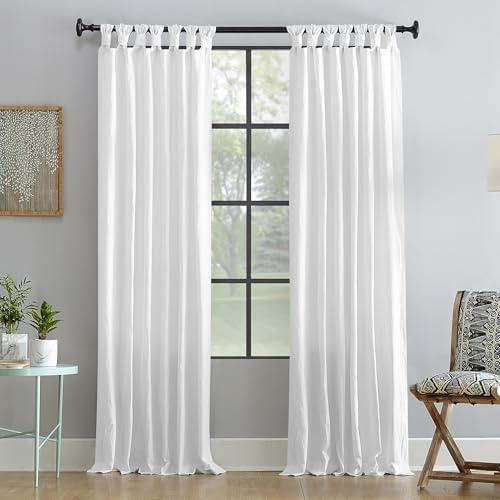 Archaeo - 54870 Washed 100% Cotton Twist Tab Curtain, 52" x 63" Panel, White