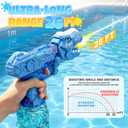 3 x Electric Water Gun Blue Dinosaur, 26-32 FT Long Range Squirt Gun for Adults Kids, Large Capacity Automatic Water Pistol with Flash, Realistic Watergun for Summer Outdoor Yard Water Theme Party, 1Pack