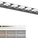 Ralbay 46inch Matte Black Vanity Lights 7 Lights Dimmable 5 Color Temperature Acrylic Modern LED Black Vanity Lighting for Bathroom