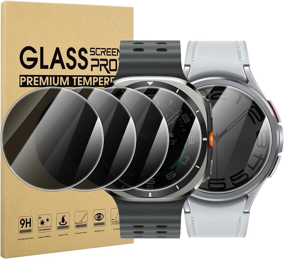 Suoman 4-Pack for Samsung Galaxy Watch 6 Classic 47mm Privacy Screen Protector, [Anti-peeping] 9H Hardness Ultra-thin Tempered Glass Screen Protective Film (Black)