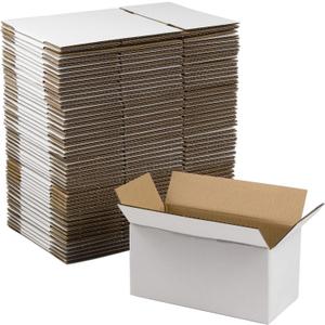 SUNLPH 50 Pack 8x4x4 Inches Shipping Boxes, Small Corrugated Cardboard Boxes for Mailing and Packing, White