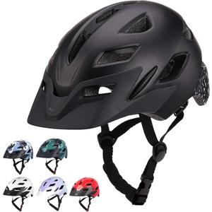 Kids Bike Helmet, Adjustable Toddler Youth Helmet with Detachable Visor & LED Light for 3-5/5-8/8-12 Years Boys Girls, Multi-Sport Helmet for Bicycle Cycling Scooter Skating, 2 Sizes (Matte Black)
