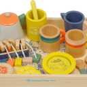 Manhattan Toy Flora & Fauna Toddler & Kids Pretend Play 23-Piece Wooden Tea Set