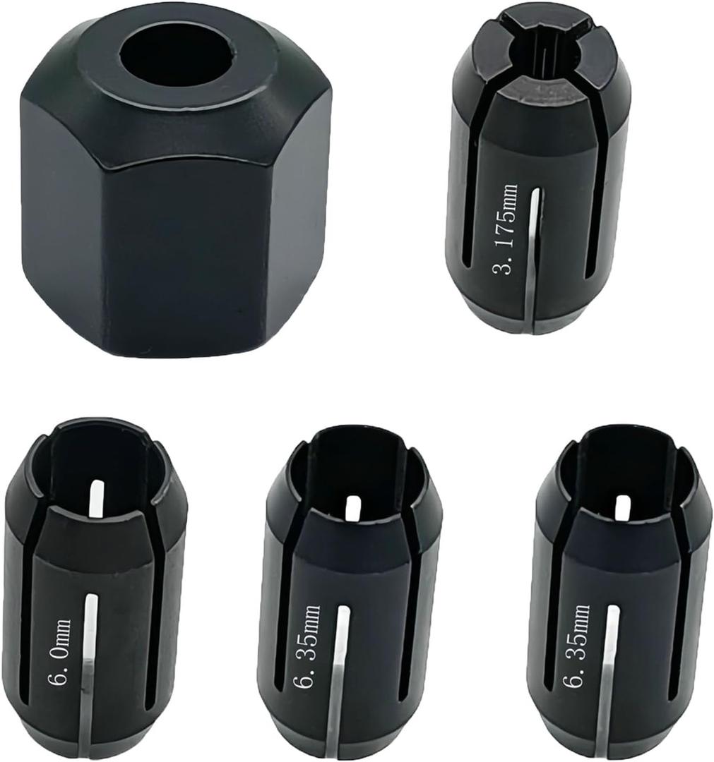 CN1 389244-00 389243-00 Collet Chuck and Nut Kit Replace for DeWalt DC550 DC551 DW660 Palm Router RotoZip spiral saw tools and Drywall routers(5packs)