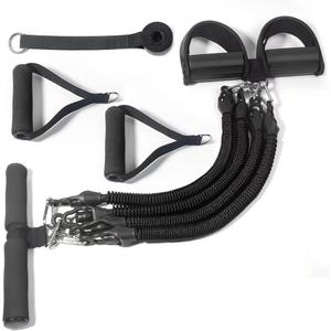 Multifunction Resistance Training 4 Tube Home Gym Equipment Ankle Puller Tension Rope Sit-up Bodybuilding Expander Workout Bands With 2 Handle, 1 Door Anchor, 2 Foot Pedal, 2 Long Handle For Women/Men