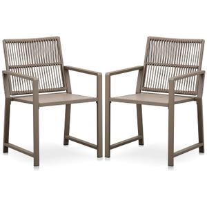 Coreporch Outdoor HDPE Patio Dining Chairs ，400Lbs，Light Brown ，Set of 2