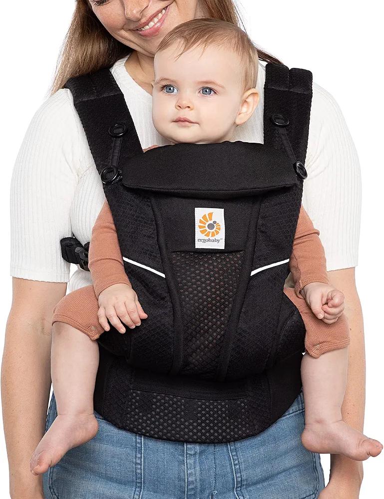 Ergobaby All Carry Positions Breathable Mesh Baby Carrier with Enhanced Lumbar Support & Airflow (7-45 Lb), Omni Breeze, Onyx Black