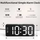 KWANWA Bedside Clock with Oversized Buttons, 2.4'' LED Digits Display, 24H Memory & Battery Save Mode, Ideal for Kitchen/Garage/Hurricane Preparedness (Includes 59" Charging Cable) Black