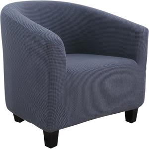 SearchI Club Chair Slipcover Stretch Barrel Chair Covers Jacquard Tub Chair Slipcovers Soft Spandex Armchair Sofa Cover Removable Couch Furniture Protector Arm Chair Cover for Living Room(Grey Blue)