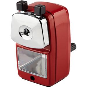 Pencil Sharpener, School Office Manual Desktop Sharpener for Standard and Jumbo Pencils, Pencil Sharpener Metal Manual Crank for Classroom, Home and Art (Color:Red)