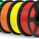 ELEGOO PLA Filament 1.75mm Bundle 4KG, 3D Printer Filament Dimensional Accuracy +/- 0.02mm, 4pcs 1kg Spool(2.2lbs) Fit Most FDM 3D Printers (True Red, Yellow, Orange, Neon Green)