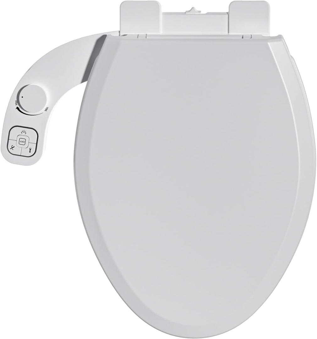 Bidet Toilet Seat Non-Electric,Fits Elongated Toilets - Soft Close Lid,Quick-Release for Easy Cleaning - Dual Nozzle System with Self Cleaning,Adjustable Water Pressure