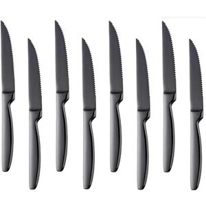 DOCBLACK Stainless Steel Steak Knives set of 8 Serrated Steak Knife Sets with Sharp Blade, 8.66 Inches(22 CM) Silverware Cutlery Table Knives for Steak (Black)