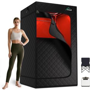 TOREAD Red Light Infrared Sauna with Red Light Therapy for Home,Portable Red Light Steam Sauna with 3L 1200W Steamer, Adjustable Temperature, Timer Setting, Remote Control, 35.4 * 35.4 * 63"