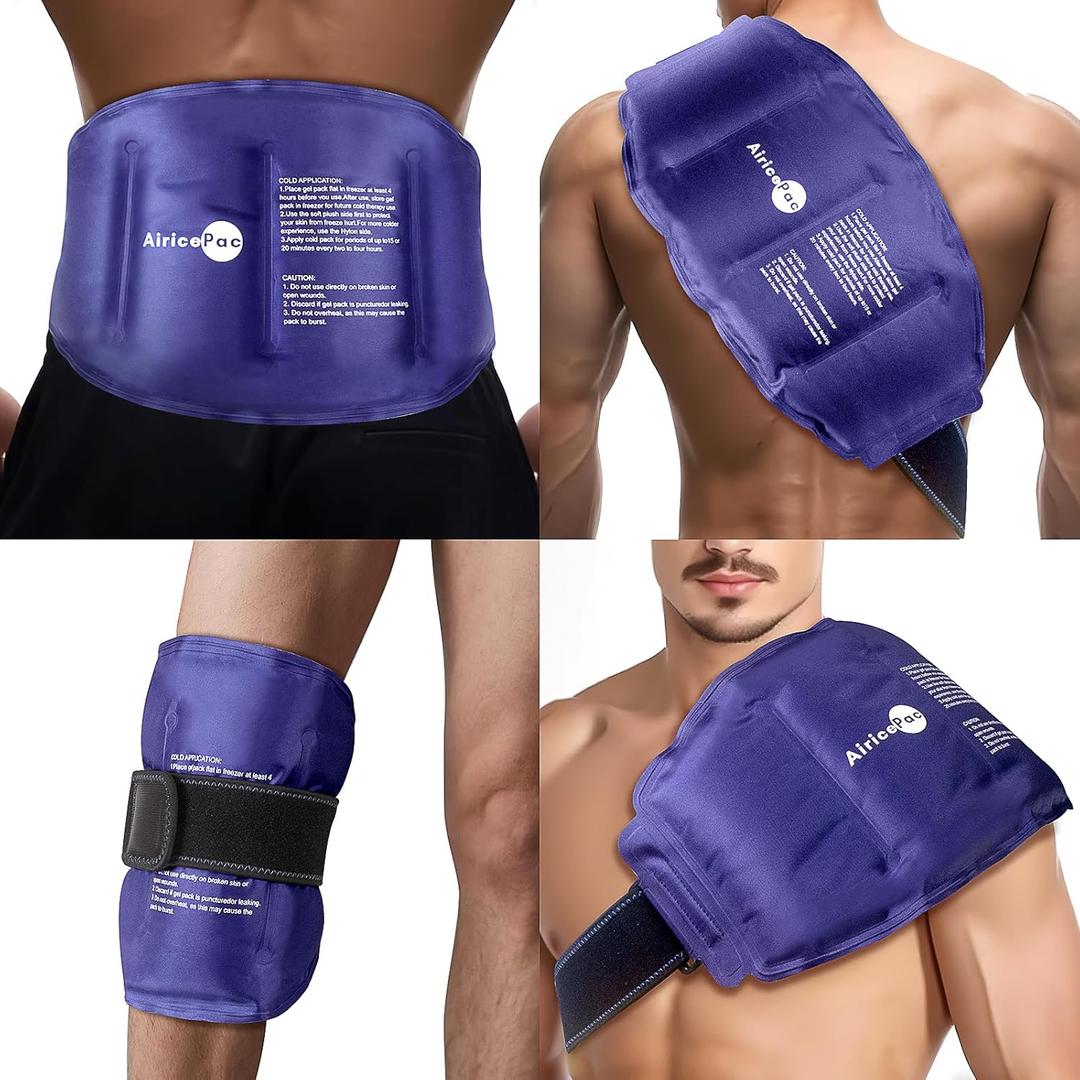 AiricePac 16  9" Large Ice Pack for Injuries Reusable Gel for Lower Back, Shoulder, Knee, Elbow, Hip, Leg, Soft Flexible Cold Compress for Pain Relief