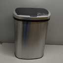 BestOffice | 13 Gallon Trash Can with Lid | Automatic Touchless Garbage Can | Odor Control | Modern Oval Design | Easy to Clean | Stainless Steel | Fits Any Kitchen, Bathroom, Office or Home