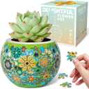 3D Puzzles Flower Pots, Puzzles for Adults and Kids, Small, Cactus Decor, Succulent Planters Pots for Indoor, Plant Gifts for Plant Lovers Creative Gifts (red-6)