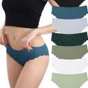 LEVAO Seamless Underwear for Women No Show Ice Silk Bikini Breathable Hipster Wavy Sides Invisibles Panties 7 Pack S-XL (M)