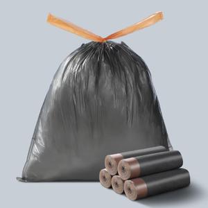 MOPALL Small Trash Bags with Drawstring, 2.6-4 Gallon Bathroom Garbage Bags, 15 Liter Black Waste Basket Liners for Bedroom, Office, Pet & Diaper Pail, Strong & Leak Proof (75 Count, 17.7" x 19.7")