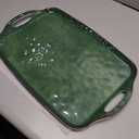 TP Large Serving Trays with Handles, 19" x 12" Melamine Serving Platters for Food, Turkey, Set of 2 Rectangular Trays for Party, Retro Green