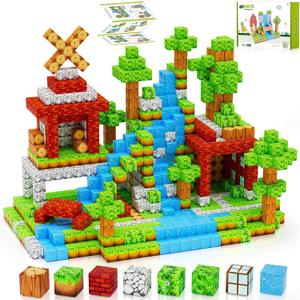 Magnetic Blocks 157PCS 1" Magnetic Building Blocks Cubes for Kids, Magnet Tiles Stacking Toy, Build Forest World Set, STEM Sensory Toys for Boys Girls Age 3 4 5 6 7 8 Year Old Christmas Birthday Gifts