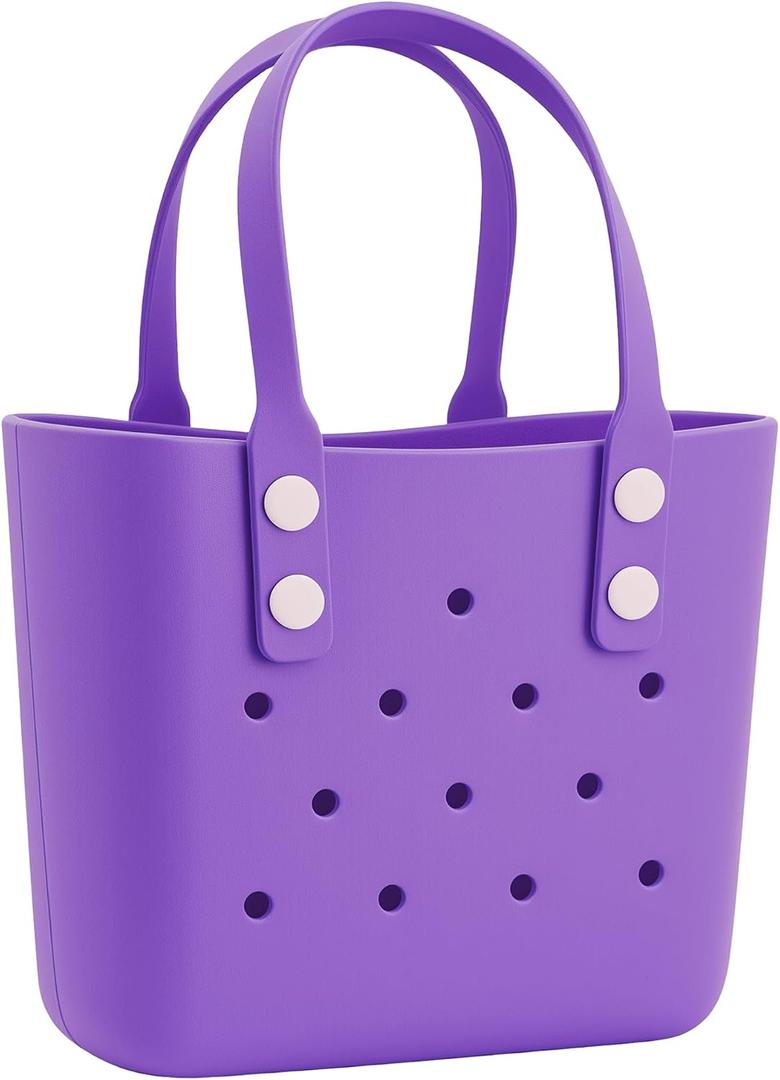 Rubber Tote Bag Small Beach Bag,Practical And Portable Travel Bag,Washable Open Handbag for Work Travel