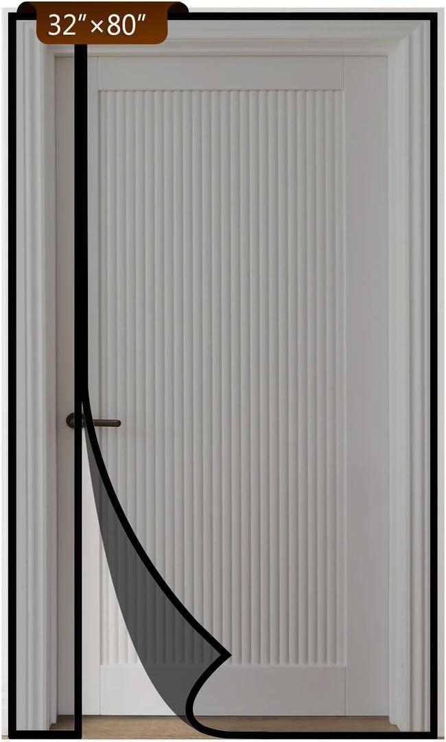 Reversible Side Opening Magnetic Screen Door for Sliding & French Doors,Upgraded PETG Mesh Anti-Tearing, Heavy Duty & Strong Magnetic, Pet and Kid FriendlyScreen Size - 34"x82"