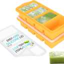 XOMOO Silicone Freezer Tray With Lid - Soup Freezer Container molds - Large Ice Cube Tray- makes 8 perfect 1 cup portions cubes, 2-Pack Freezer Storage Food Soups & Meal Prep - Oven & Dishwasher -Safe