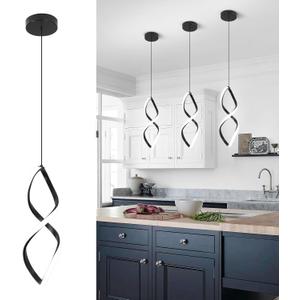 Modern Pendant Lights Kitchen Island,5500K Black Led Pendant Light Fixtures Over Island, Adjustable Led Kitchen Island Pendant Lighting for Kitchen Bedroom Dining Room Sink, 1 Pack