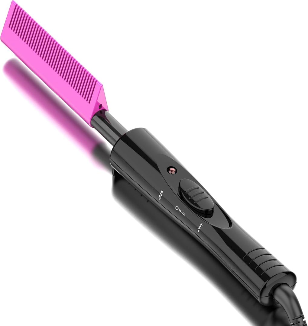 Dual Voltage hot Comb,450F Hot Comb for Wigs, Ceramic HotComb for Black Hair,Electric PressingComb for Natural Black Hair, Fast Heating straightening Comb for Lace Front Wigs