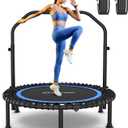 Bungee Rebounder Trampoline, ANCHEER 40" Foldable Fitness Trampoline with Resistance Ropes&Upgraded Bungees, 4 Level Adjustable Handlebar, 450LBS Capacity, Safe for Home/Cardio,Indoor/Outdoor