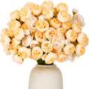 24 PCS Ranunculus Artificial Flower, Faux Silk Mini Ranunculus Bulk Fake Wedding Filler Flowers for Engagement Centerpieces Arrangements Bridal Shower Decorations Home Decor (Champagne)
