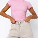Beumissy Women's Casual Crewneck T-Shirts Basic Tees Short Sleeve Y2K Summer Tops(Grey,X-Large)