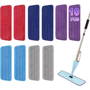 10 Pack 16.5 inch Reusable Mop Pads Microfiber Spray Mop Replacement Heads for Wet/Dry Mops Compatible with Bona Floor Care System