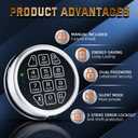 Chrome Electronic Safe Lock Replacement Keypad with Solenoid, Gun Safe Lock with Programmable Electronic Keypad, High-Security Boxes & Cabinets