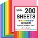 3 otters 200Sheets Construction Paper, Cardstock 8.5" x 11 ", 10 Assorted Colors Card Stock Printer Paper 65 lb/180 GSM, for Printing, DIY Craft, Kids School Supplies, Back to School, Party Decoration