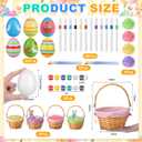 Teyva Daily 112 Pcs Shakers Easter Egg DIY Painting Kit Bulk Paintable Plastic Egg Shaker Musical Instruments with Weaving Baskets with Handle and Liner, Paint & Pens for Easter Basket Stuffers Gifts