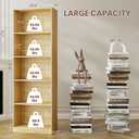 5 Tier Bookshelf, 71" Tall Wood Bookcase, 5 Shelf Open Book Shelf, Oak