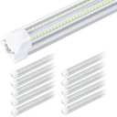 8Ft LED Shop Light Fixture - 100W 15500LM T8 Shop Lights for Garage, 6000K 8 Foot Daylight V Shape Linkable Garage Lights, High Output Clear Cover Plug and Play (10 Pack)
