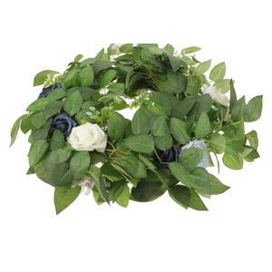 CHILDWEET Artificial Flower Garland Rose Vine with Blue Faux Roses Hanging Wedding Floral Vines Garland for Outdoor Party Table Decor and Anniversary Celebration