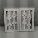 Etna White Floral Wooden Pet Gate - Freestanding Foldable Adjustable 3-Section Dog Gate. Extra Wide, Keeps Pets Safe Indoors/Outdoors - Fully Assembled