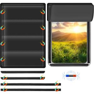 RV Door Window Shade Cover - Magnetic RV Blackout Window Cover with UV Protection and Privacy Features (25 * 16 in) Foldable Magnet Design, Waterproof Fabric (Black, 1 Pack (25"L x 16"W))
