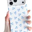 Skyseaco for iPhone 17 Pro Max Case Cute Love Heart Design Aesthetic Pattern Phone Case for Women Girls Soft Slim TPU Shockproof Phone Cover for iPhone 17 Pro Max 6.9"- Light Blue