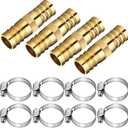 Zhengmy 12 Pcs 5/8-3/4 Inch Hose Repair Kit Brass Barb Fitting Garden Water Hose Repair Connectors with Claps Fiting with 8 Pcs Stainless Steel Pipe Clamp for Fuel Air