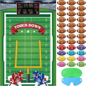Hooqict Pin The Football on The Goalpost Football Party Games for Kids Game Day Boys Sports Theme Birthday Party Decorations, Large Poster With 36 Rugby Stickers