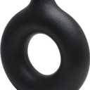 CEMABT Black Donut Vase Hollow Ceramic Vase for Flowers Handmade Minimalist Boho ins Style Modern Home Decor for Wedding Dinner Table Party Living Room Office Bedroom (Small (1-Piece))