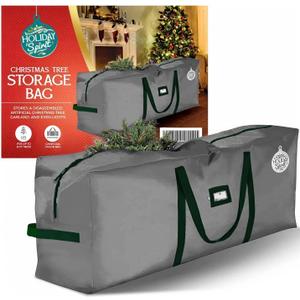 HOLIDAY SPIRIT Heavy Duty Canvas Bags for Christmas Tree - Waterproof Storage Bag with Reinforced Handles and Dual Zipper for 9 Ft Tree - 600D Oxford Material Protects from Dust and Moisture, Charcoal